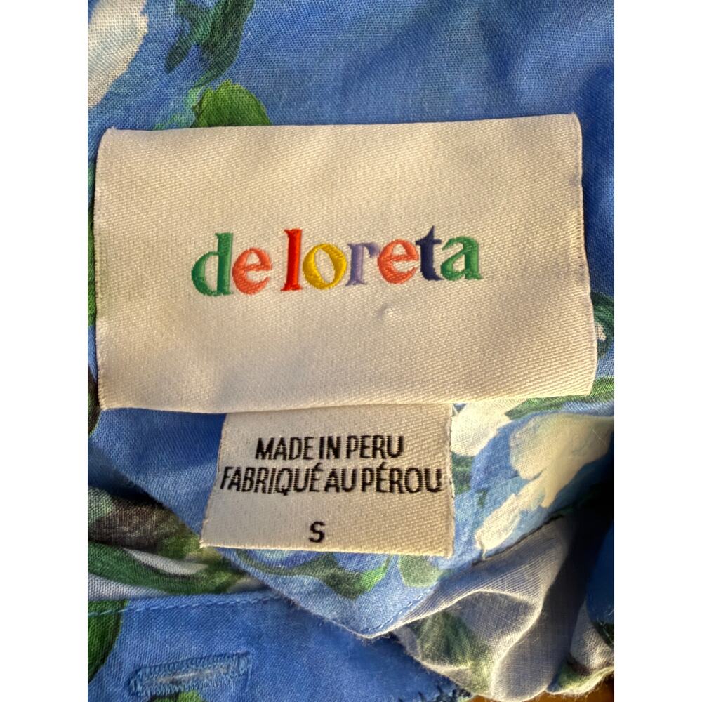 De Loreta Izula Wrap Dress Roco Celeste Blue Floral Long Sleeve Mini Shirtdress - Picture 2 of 6